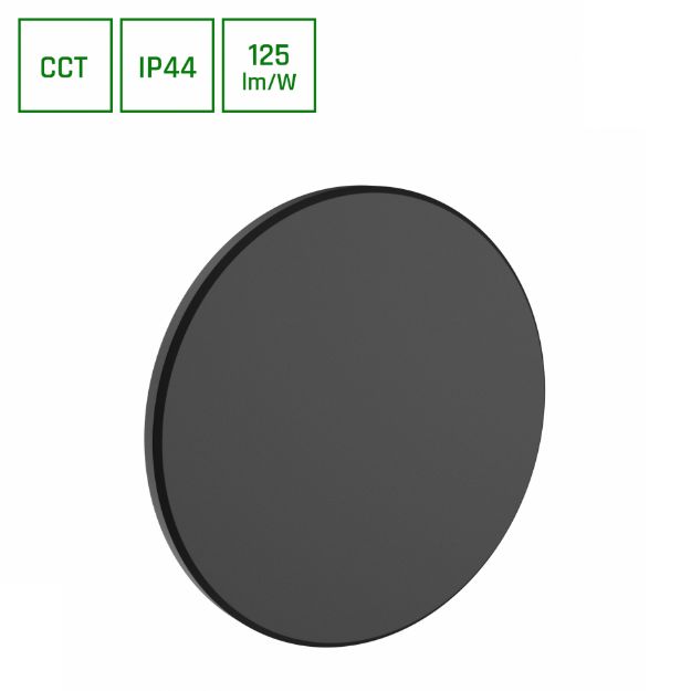 Immagine di LAMPADA PARETE PIATTA - CCT - IP44 - 12W - NERO 