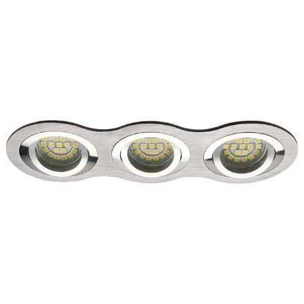 Immagine di FARETTO A INCASSO A 3 LUCI - EIDY CT-DTO350-AL Portafaretto Orientabile da Incasso per 3 Lampadine